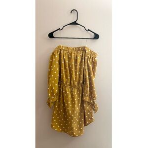 5/$20 MUST BUNDLE Blush Polka Dot Off-Shoulder Dress - Yellow